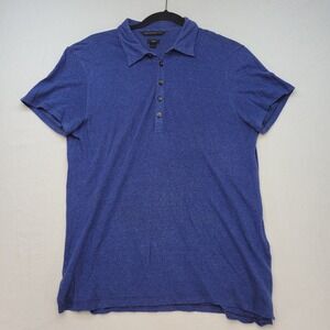 John Varvatos Luxe Polo Shirt Mens Medium Blue Short Sleeve Ramie Blend K1989R1L